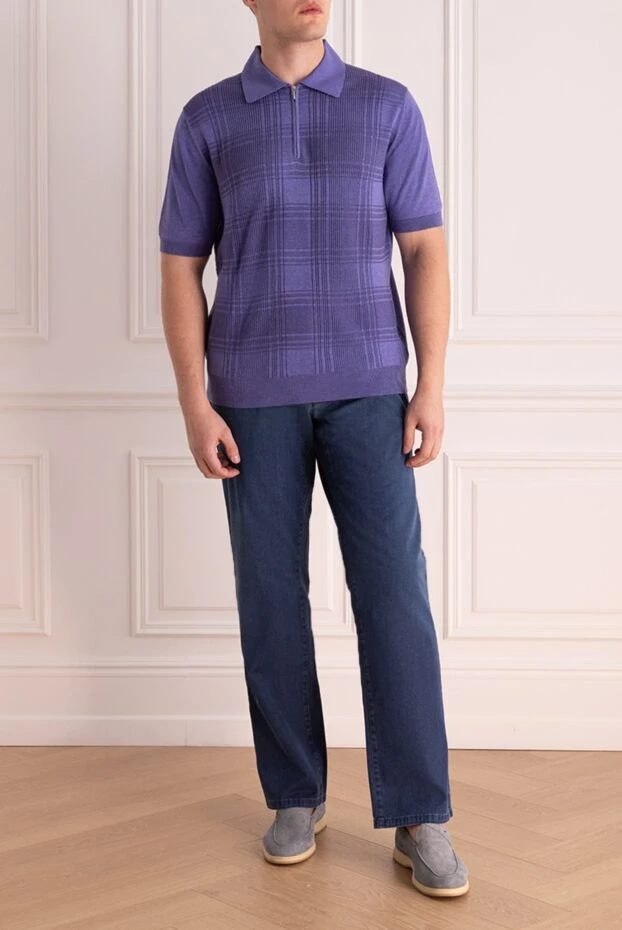 Cesare di Napoli man cotton and silk polo shirt purple for men купить с ценами и фото 140469 - photo 2