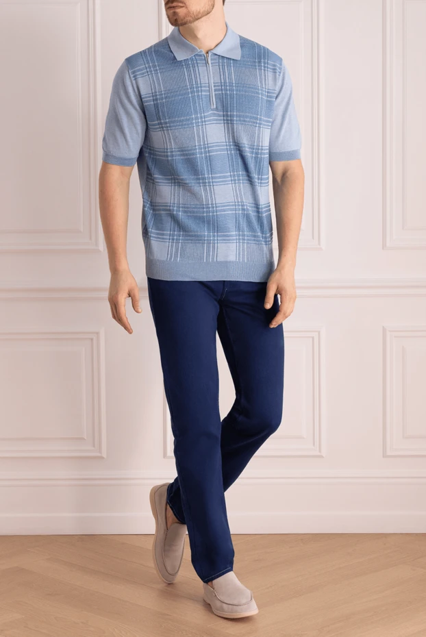 Cesare di Napoli man cotton and silk polo blue for men купить с ценами и фото 140470 - photo 2