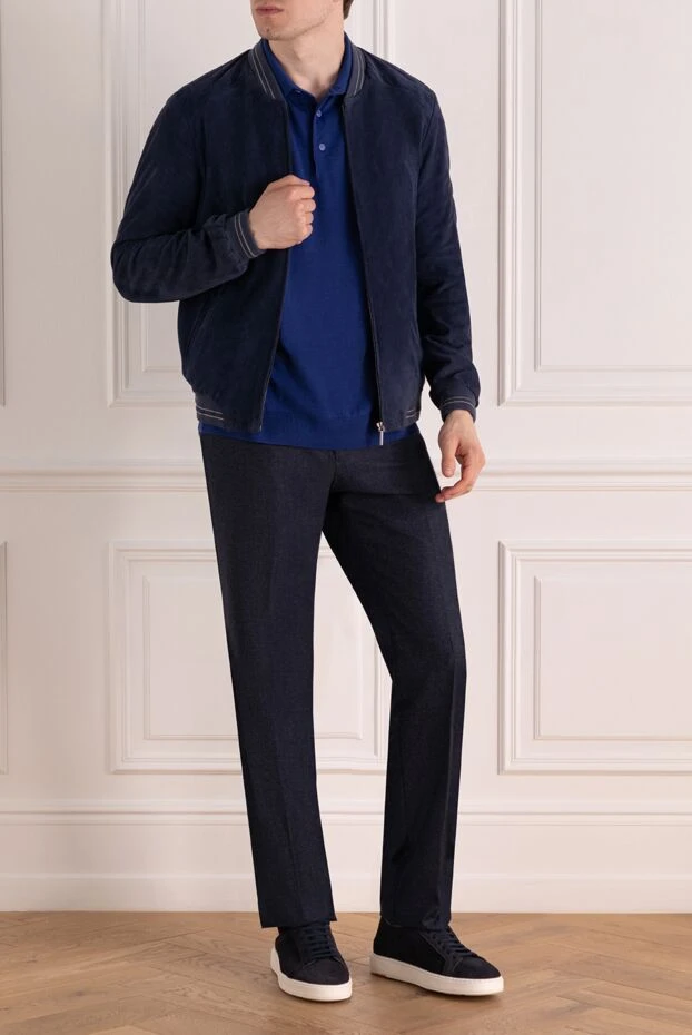 Cesare di Napoli man blue suede jacket for men купить с ценами и фото 140492 - photo 2