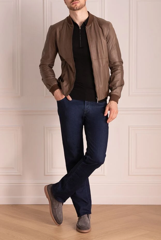 Cesare di Napoli man brown leather jacket for men купить с ценами и фото 140494 - photo 2