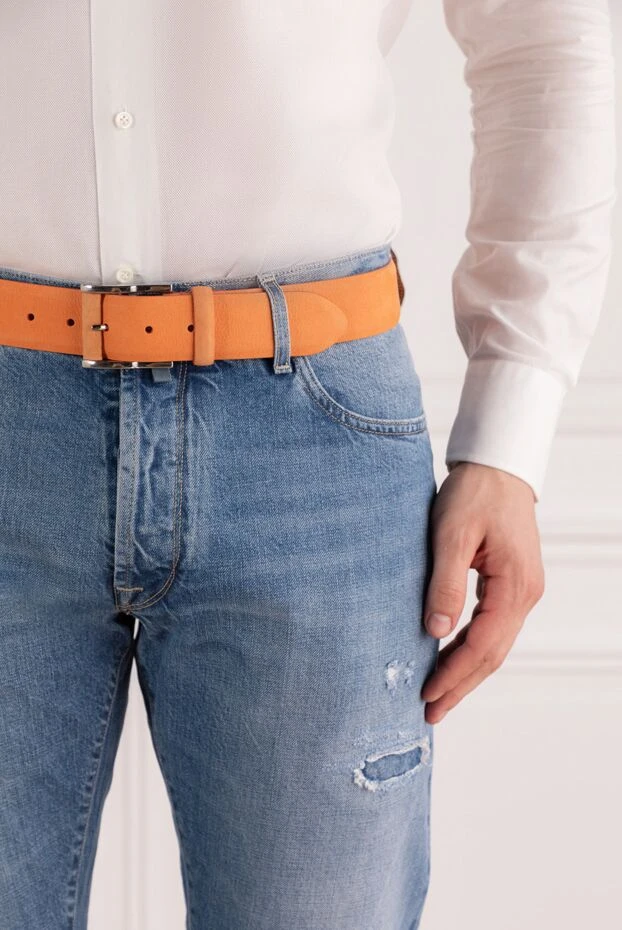 Cesare di Napoli man orange nubuck belt купить с ценами и фото 140515 - photo 2