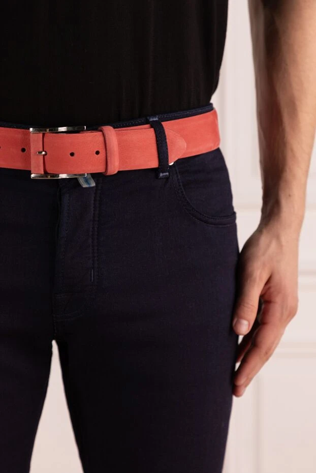 Cesare di Napoli man men's red nubuck belt купить с ценами и фото 140518 - photo 2