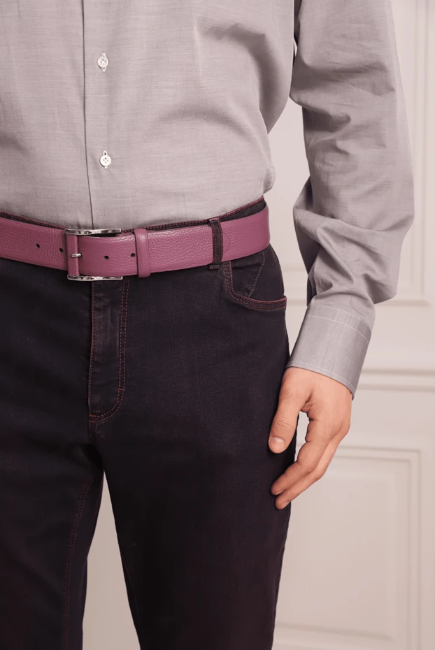 Cesare di Napoli man purple leather belt for men купить с ценами и фото 140531 - photo 2