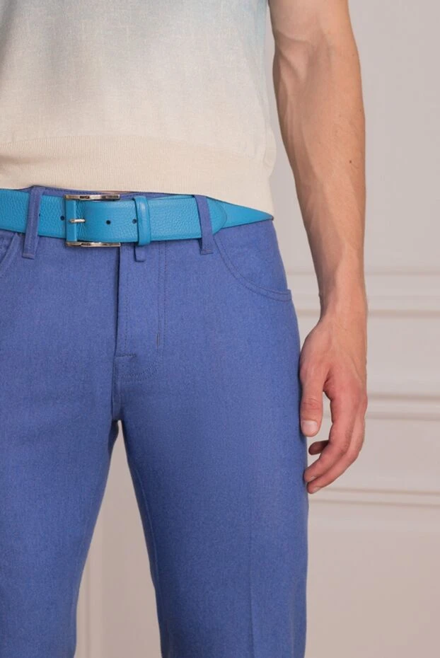 Cesare di Napoli man blue leather belt for men купить с ценами и фото 140534 - photo 2