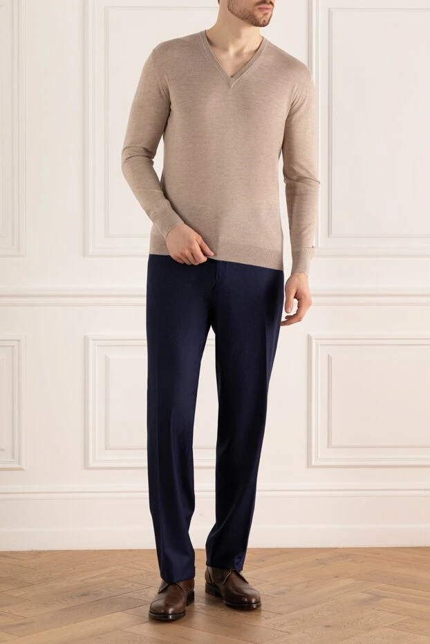 Lubiam man blue wool trousers for men купить с ценами и фото 140543 - photo 2