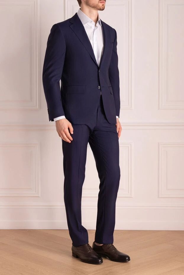 Lubiam men’s blue wool suit in fine structured check pattern 140545 - photo 3