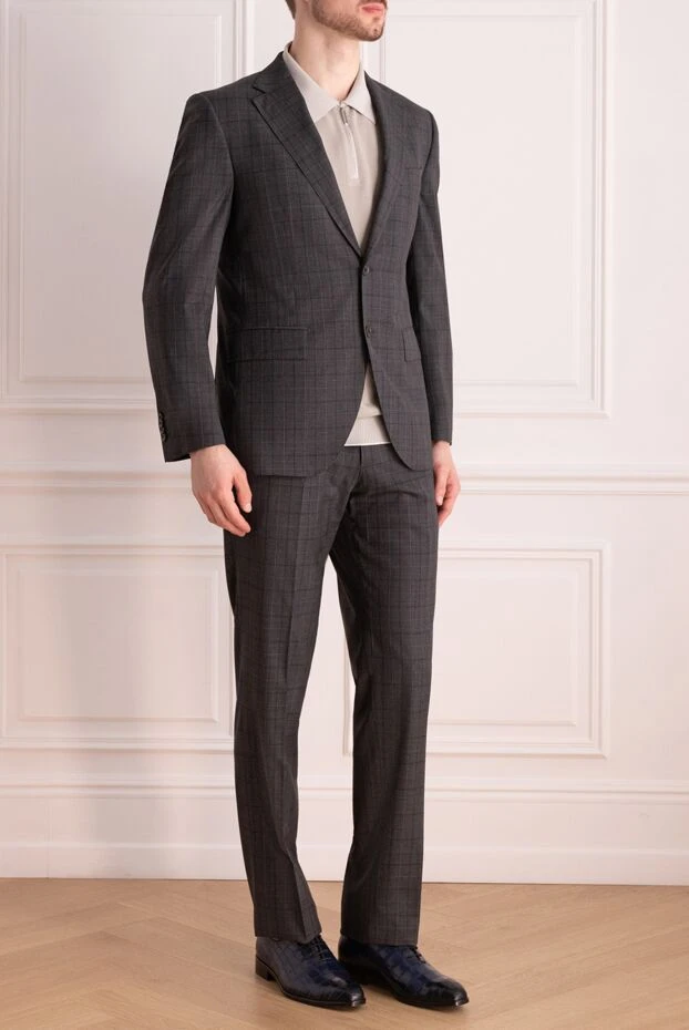 Lubiam men’s grey wool suit in prince of wales check pattern 140547 - photo 3