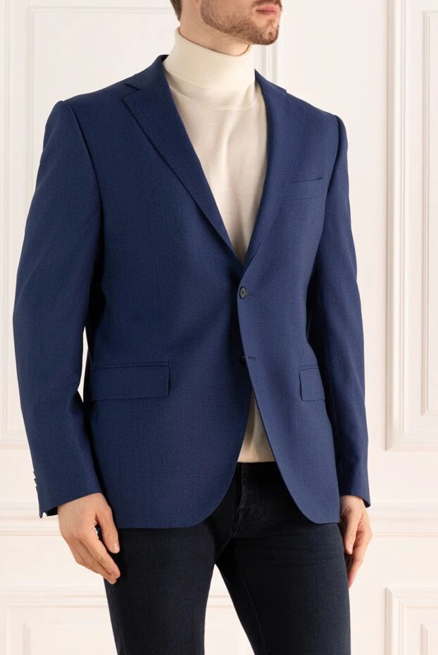 Lubiam single-breasted plain wool jacket in a noble blue shade 140548 - photo 3