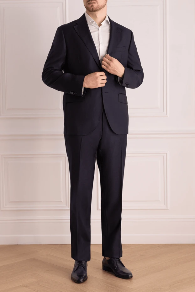 Lubiam man men's suit made of wool, blue купить с ценами и фото 140550 - photo 2