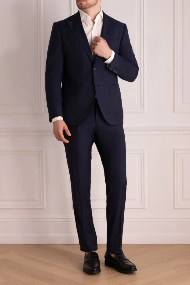 Lubiam man men's suit made of wool, blue купить с ценами и фото 140556 - photo 2