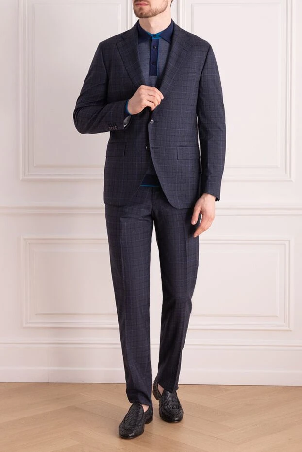 Lubiam man men's suit made of wool, blue купить с ценами и фото 140560 - photo 2