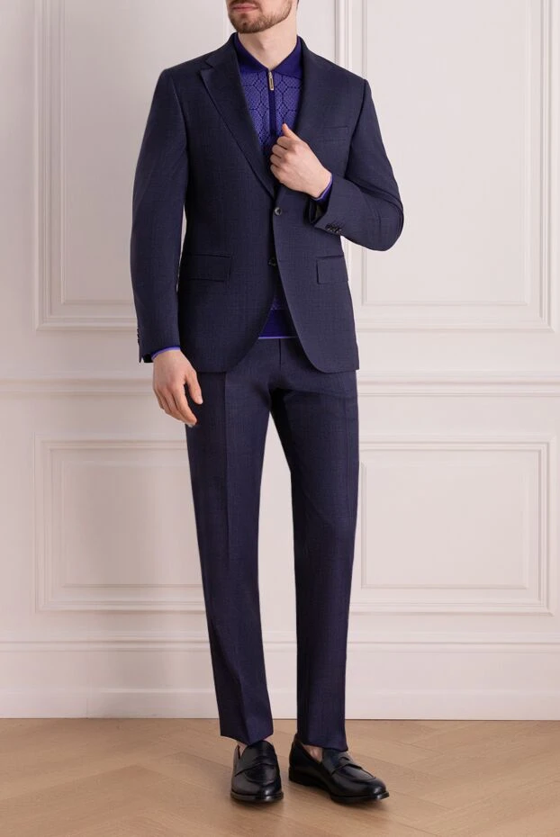 Lubiam man men's suit made of wool, blue купить с ценами и фото 140564 - photo 2