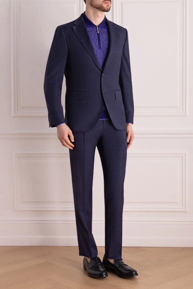 Lubiam dark blue wool suit with a classic single-breasted jacket
 140564 - photo 3