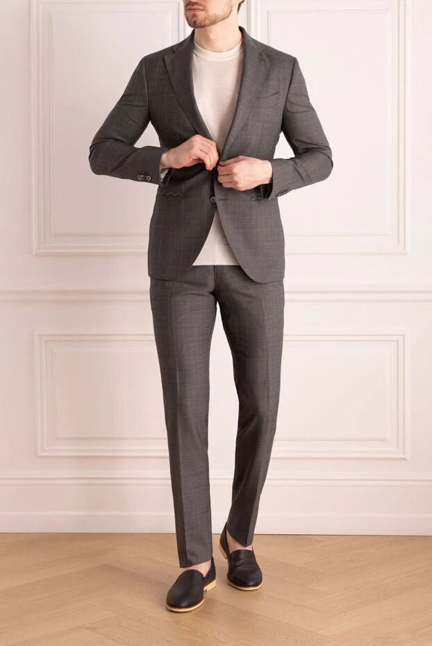 Lubiam man men's suit made of wool and silk, gray купить с ценами и фото 140569 - photo 2