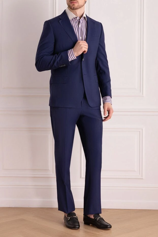 Lubiam man men's suit made of wool, blue купить с ценами и фото 140571 - photo 2