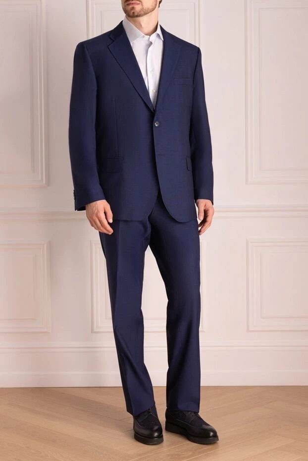 Lubiam man men's suit made of wool, blue купить с ценами и фото 140572 - photo 2