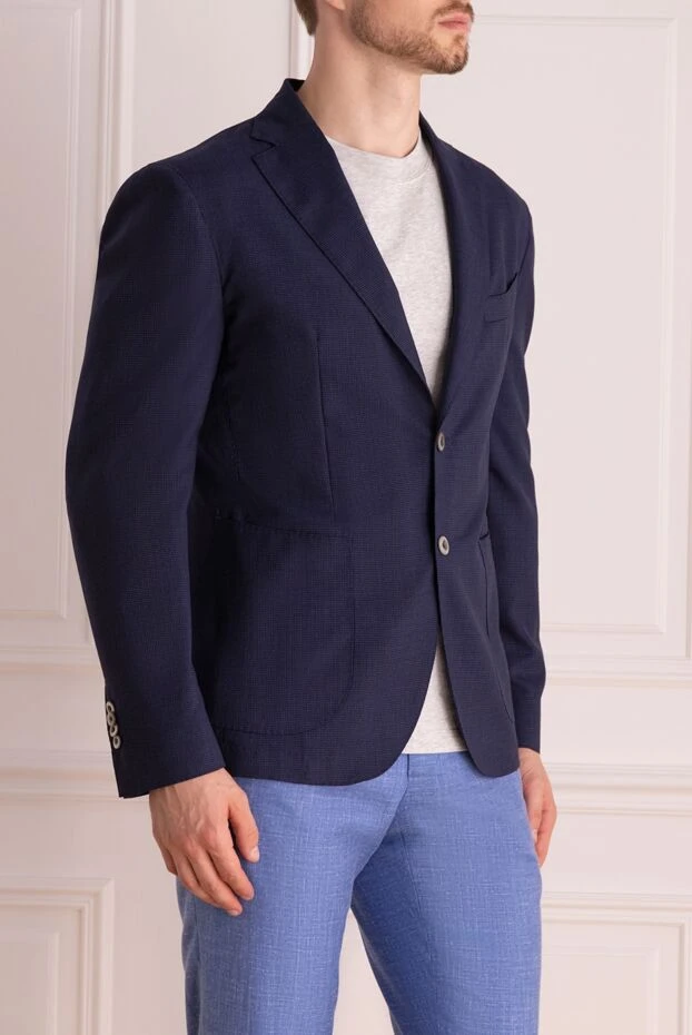 Lubiam dark blue textured fabric jacket with patch pockets 140578 - photo 3