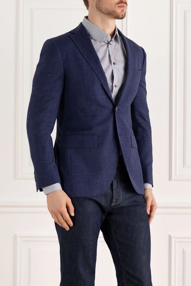 Lubiam a single-breasted navy jacket with a light texture and lining. 140583 - photo 3