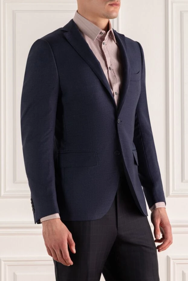 Lubiam a dark blue textured wool jacket with a classic fit 140584 - photo 3