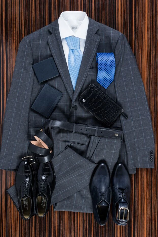 Lubiam men’s grey wool suit in a contrast textured check pattern 140586 - photo 2