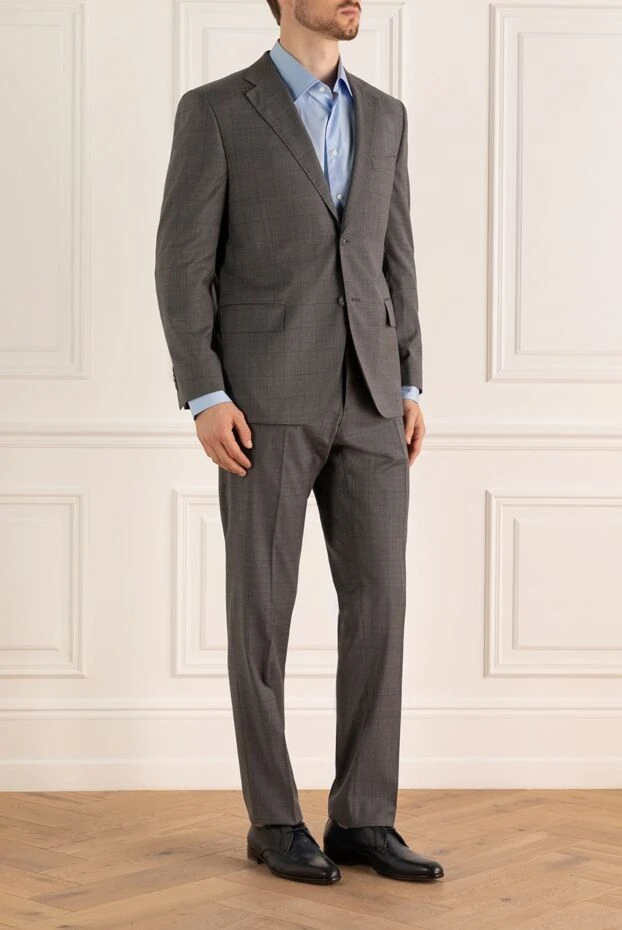 Lubiam men’s grey wool suit in a dark check pattern 140587 - photo 3
