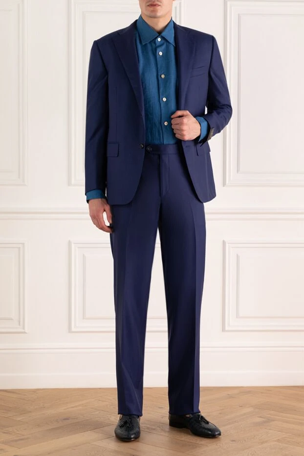 Corneliani man men's suit made of wool, blue купить с ценами и фото 140621 - photo 2