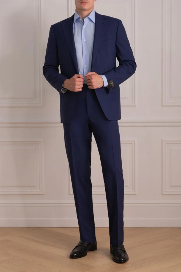 Corneliani man men's suit made of wool, blue купить с ценами и фото 140623 - photo 2