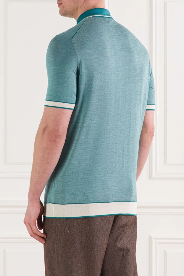 Cesare di Napoli ерлерге арналған көк жібек поло 140638 - фото 3