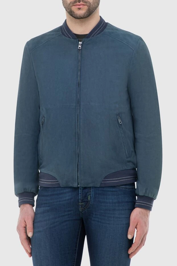Cesare di Napoli куртка-бомбер замшевая синяя мужская 140646 - фото 3