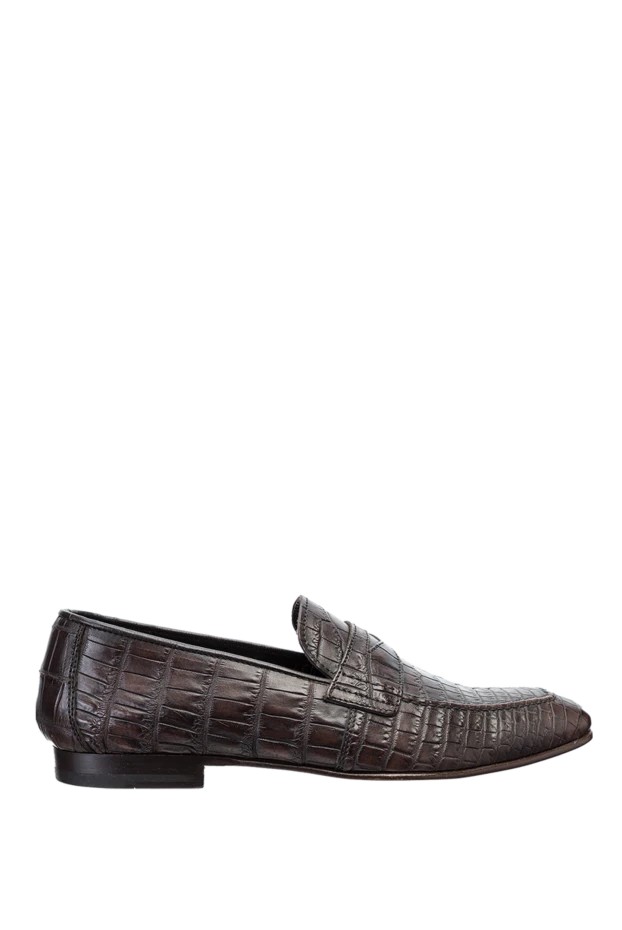 Cesare di Napoli man brown crocodile leather loafers for men купить с ценами и фото 140655 - photo 1