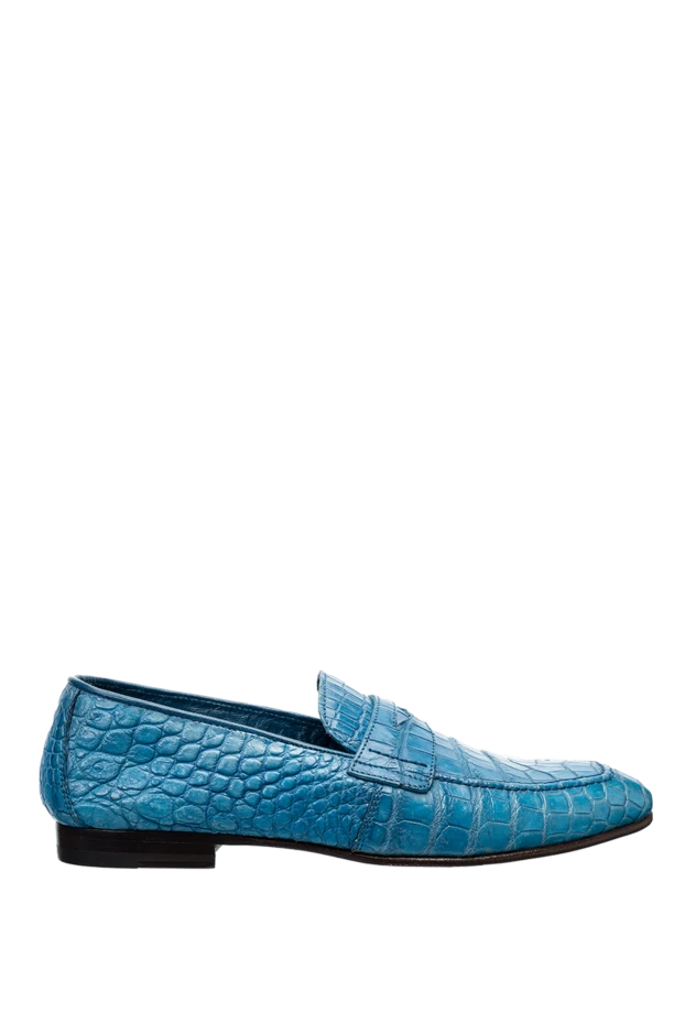 Cesare di Napoli man blue crocodile leather loafers for men купить с ценами и фото 140657 - photo 1