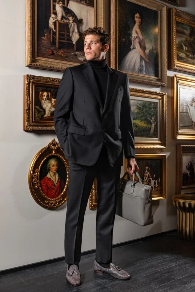 Cesare di Napoli крокодил былғарысынан жасалған сұр тассель лоферлер шашақты ерлерге арналған 140660 - фото 2