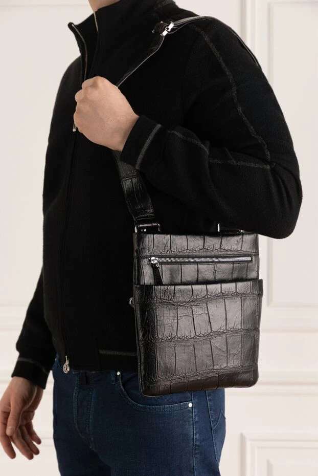 Tardini man black alligator shoulder bag for men купить с ценами и фото 140694 - photo 2