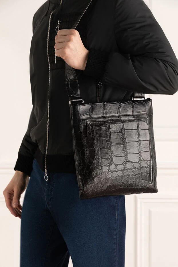 Tardini man black alligator shoulder bag for men купить с ценами и фото 140695 - photo 2