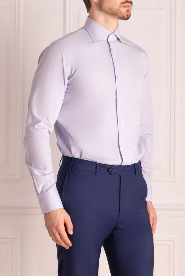 Alessandro Gherardi men's light lilac cotton shirt with classic collar
 140753 - photo 3