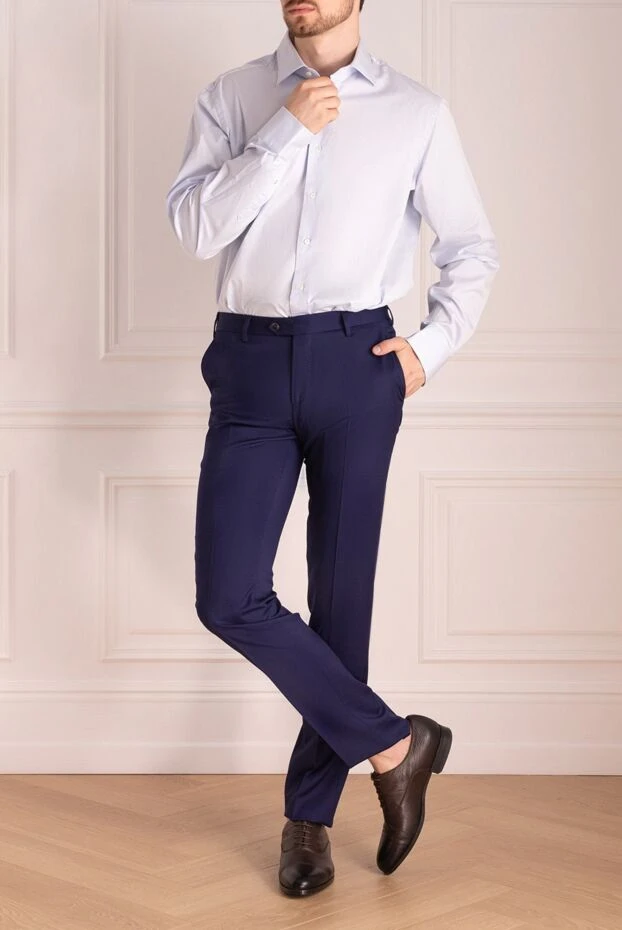 Alessandro Gherardi man blue cotton shirt for men купить с ценами и фото 140757 - photo 2