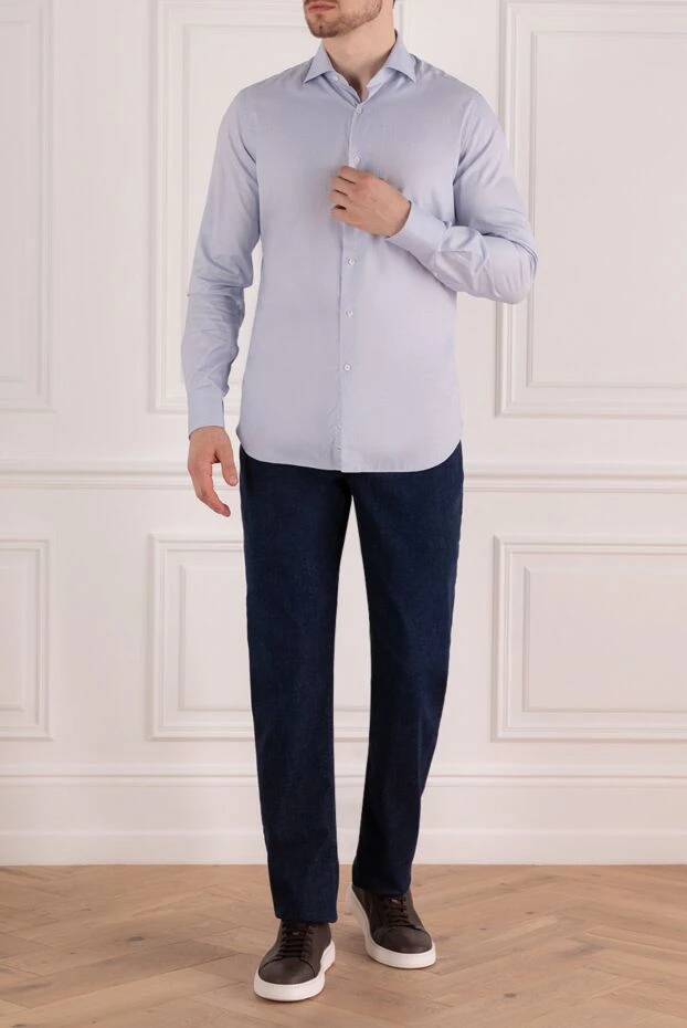 Alessandro Gherardi man blue cotton shirt for men купить с ценами и фото 140761 - photo 2