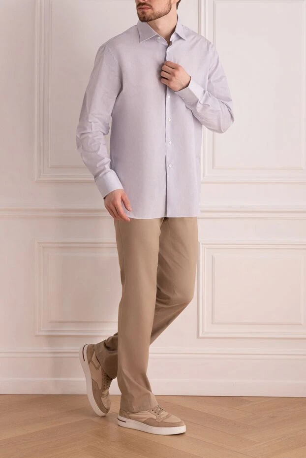 Alessandro Gherardi man blue cotton shirt for men купить с ценами и фото 140764 - photo 2