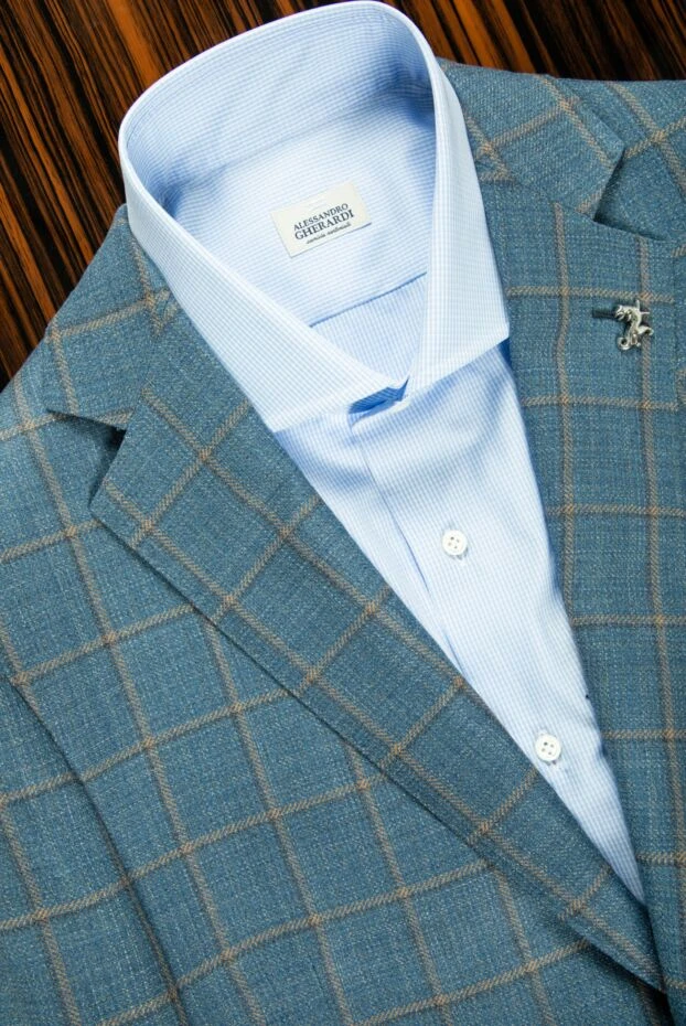 Alessandro Gherardi men's blue classic shirt with an emphasis on premium performance 140771 - photo 3