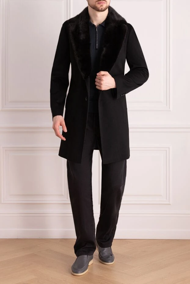 Black wool coat for men - photo 2