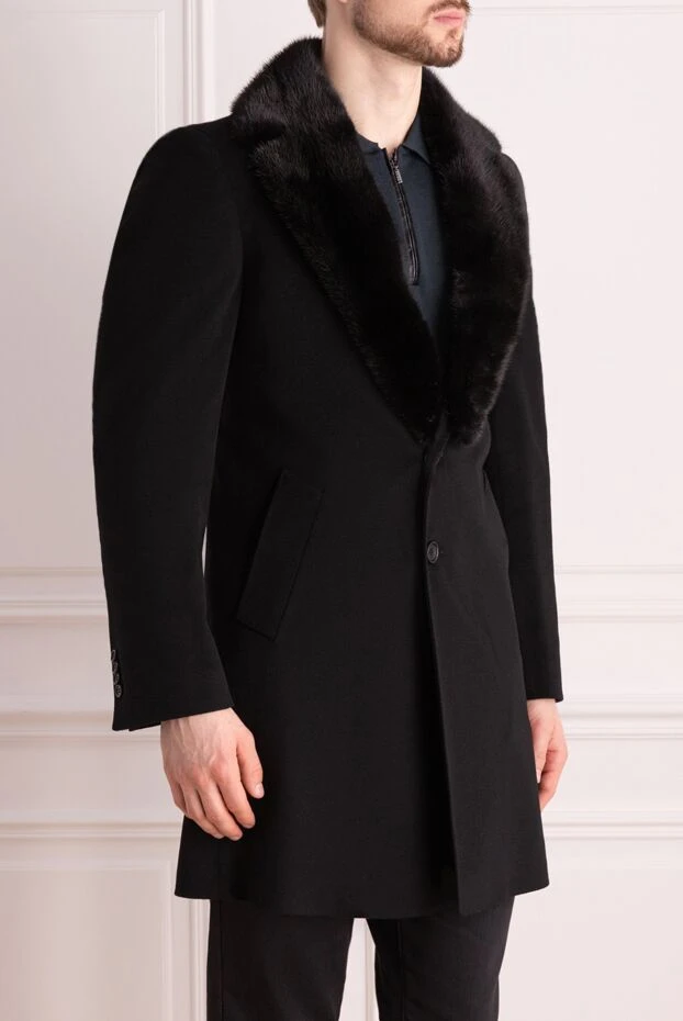 Loro Piana black wool coat for men 140788 - photo 3