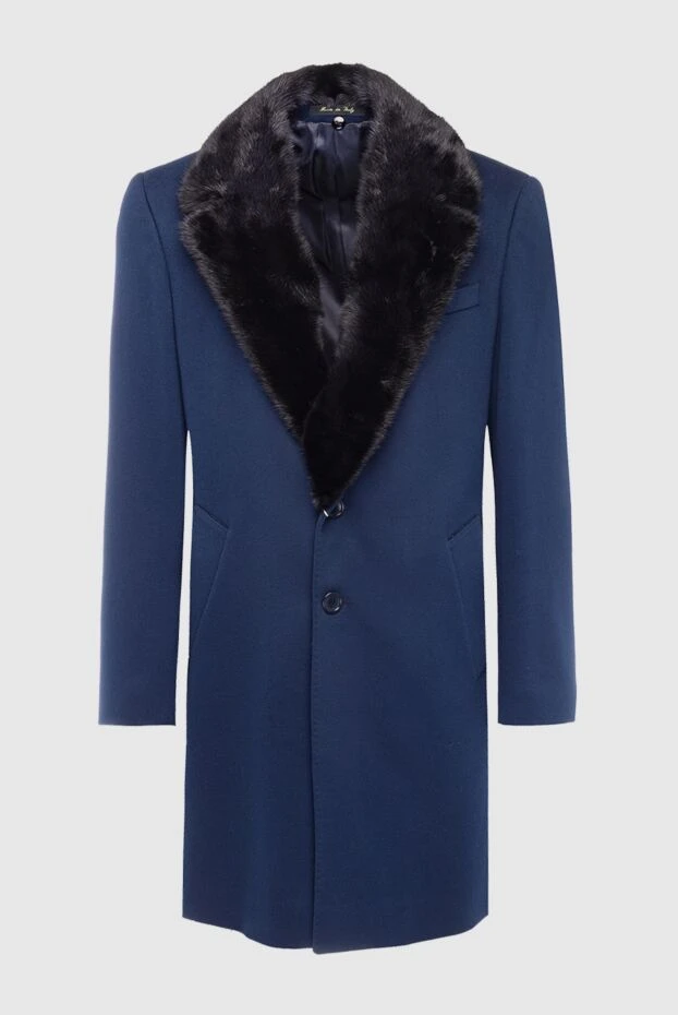 Blue wool and mink coat for men - photo 1
