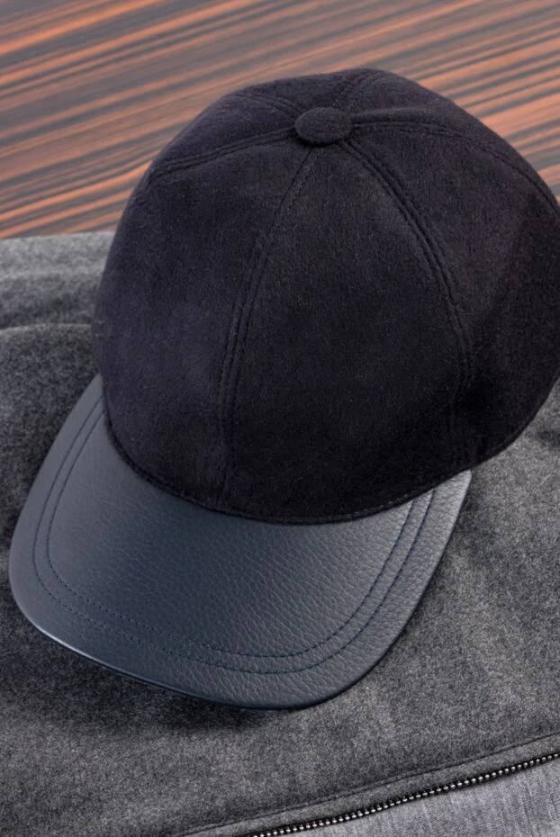 Cesare di Napoli кепка из шерсти и кашемира черная мужская 140793 - фото 2