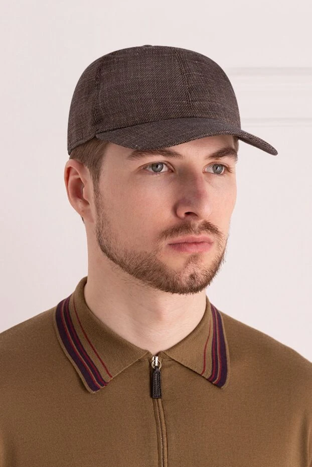 Portaluri man brown wool, linen and silk cap for men купить с ценами и фото 140801 - photo 2