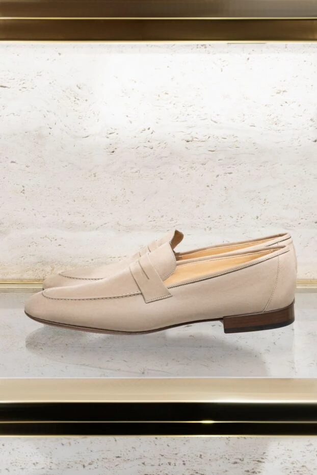 Men's Suede Penny Loafers Light Beige for Spring

 - photo 2