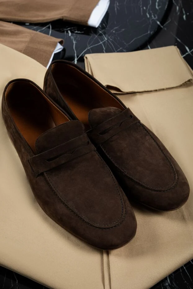 Loro Piana мужские классические замшевые лоферы тёмно-коричневые пенни
140939 - фото 2