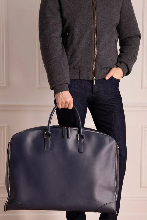 Cesare di Napoli man blue leather bag for men купить с ценами и фото 140957 - photo 2