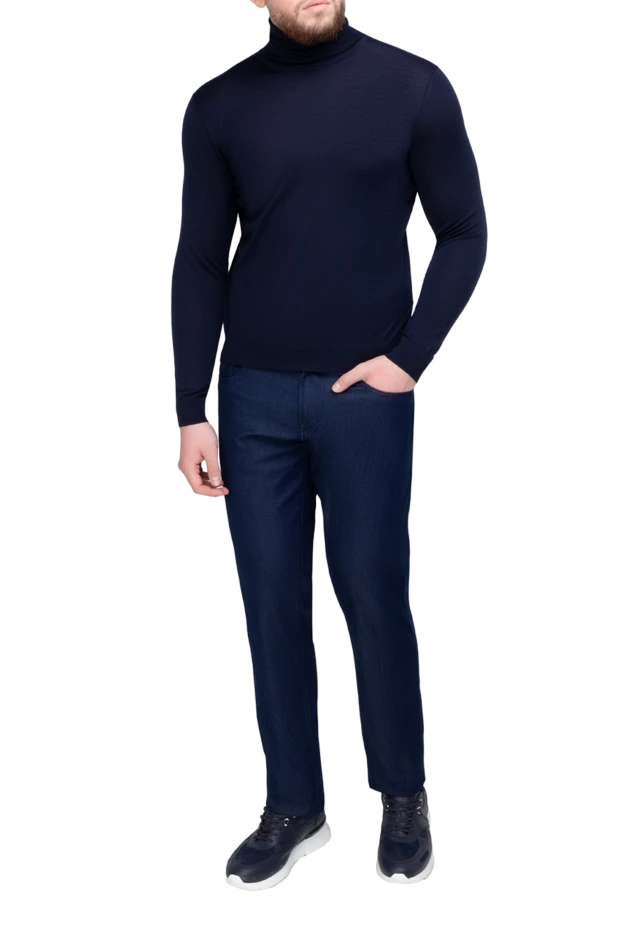 Cesare di Napoli man men's golf in wool, silk and cashmere blue купить с ценами и фото 141024 - photo 2