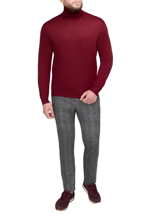 Cesare di Napoli man golf men's wool, silk and cashmere burgundy купить с ценами и фото 141025 - photo 2