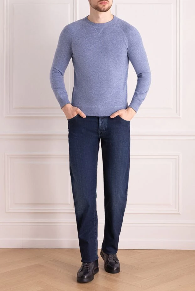 Brunello Cucinelli man wool, cashmere and polyamide jumper blue for men купить с ценами и фото 141169 - photo 2